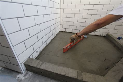 Leveling Mortar On Bathroom Shower Pan Floor Concrete Shower Pan