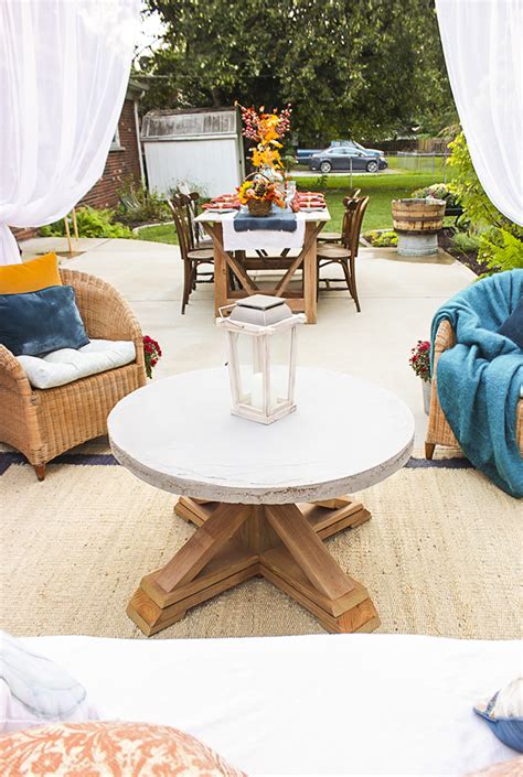 Sloan indoor/outdoor concrete & iron coffee table $ 499. Pottery Barn Knockoff Outdoor Coffee Table + Free Plans