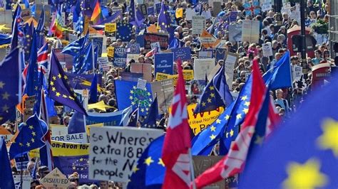 thousands take to streets in anti brexit london march bbc news