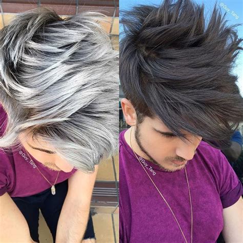 See more ideas about men hair color, mens hairstyles, grey hair dye. @hairbesties_ I love both shades I did on #Joey! in 2019 ...