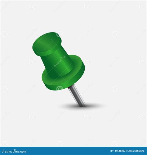 Vector Illustration Of Green Push Pin Stock Vector Illustration Of