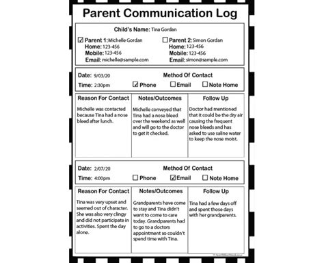 Parent Communication Log Aussie Childcare Network