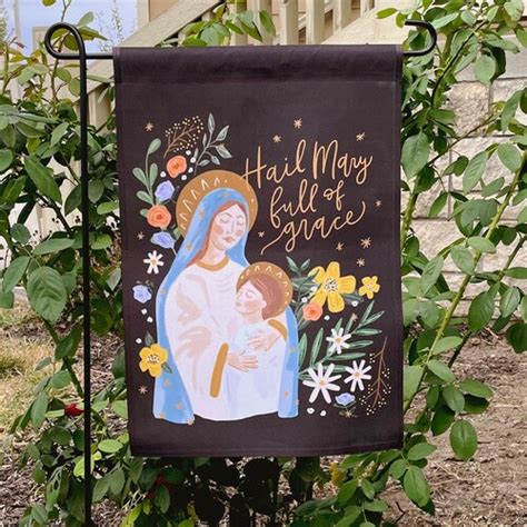 Hail Mary Full Of Grace Garden Flag Catholic Garden Flag Etsy