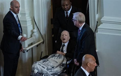 99 Year Old Jimmy Carter Makes Rare Appearance With Presidents For Wifes Memorial Angel