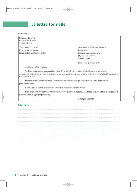 exemple de lettre formelle en francais  Modele de lettre type