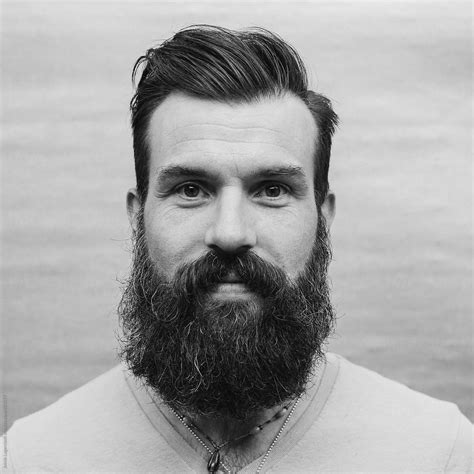 Black And White Portrait Of A Bearded Man By Stocksy Contributor