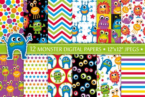 Monster Digital Papers Monster Patterns 82802 Patterns Design