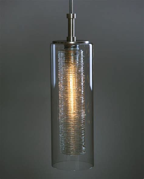 Hand Made Smooth Glass Cylinder Light Pendant With Textured Etsy Blown Glass Pendant Blown