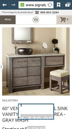 This 60 double bathroom vanity set brings a coastal farmhouse look to your guest bath or half bath with its slatted design and breezy wicker baskets. 60 inch bathroom vanity single sink with makeup area - Google Search | Bathroom | Pinterest ...
