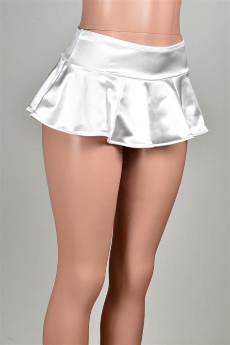 White Stretch Satin Micro Mini Skirt Xs S M L Xl Xl Xl Etsy