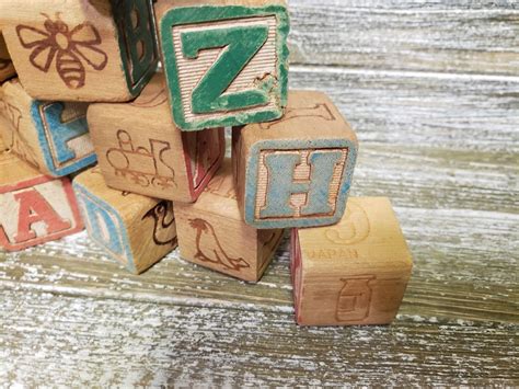 Vintage Alphabet Blocks Japan Childs Learning Wooden Toy Etsy