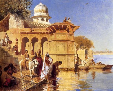 Along The Ghats Mathura Arabian Edwin Lord Weeks Painting In Oil For Sale