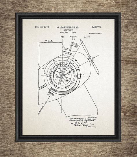 sextant wall decor sextant patent print sextant poster etsy