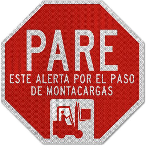 Spanish Stop Look Out For Forklifts Sign Y1247sp By
