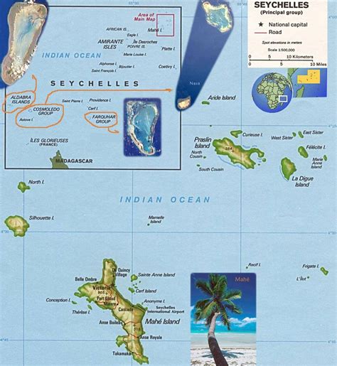 Large detailed tourist map of mahe island. Seychelles Map