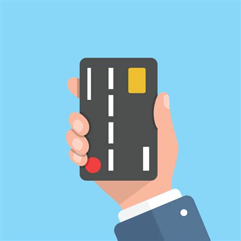 Credit card in hand illustration in flat style. Online payment vector