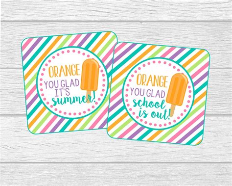 Printable Orange You Glad Its Summer Tags Orange You Etsy