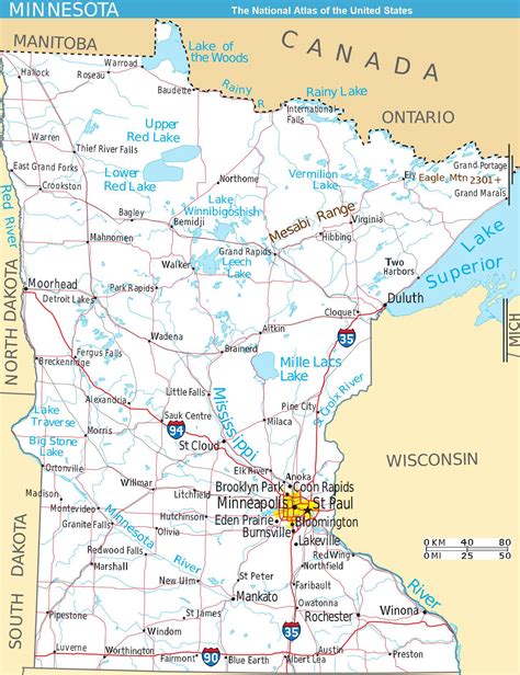 Large Detailed Map Of Minnesota State With Roads And Major Cities