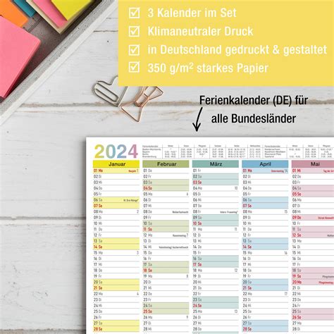 Übersichtliche Terminplanung Mit A4 Tafelkalender 3er Set 2024