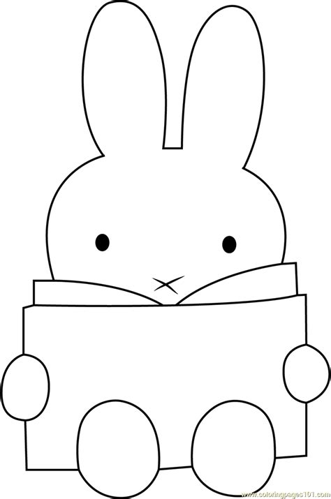 100% free coloring page of reading a book. Miffy Reading a Book Coloring Page - Free Miffy Coloring ...