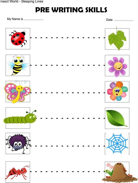 #insect #Toddler #Worksheet #Beginner #Sleeping-lines | Pre writing