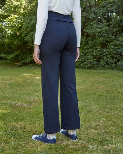 navy body shaper wide leg jersey trousers woolovers uk