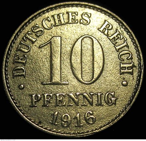 10 Pfennig 1916 F Wilhelm Ii 1888 1918 Germany Coin 23701