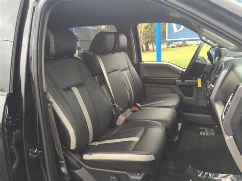 2015 2016 Ford F 150 Super Crew Xlt Two Tone Black Katzkin Leather Seat