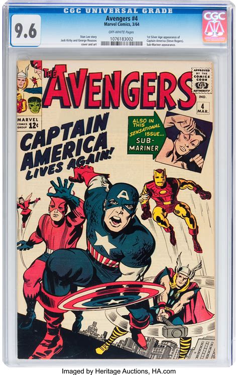 The Avengers 4 Marvel 1964 Cgc Nm 96 Off White Pages Lot