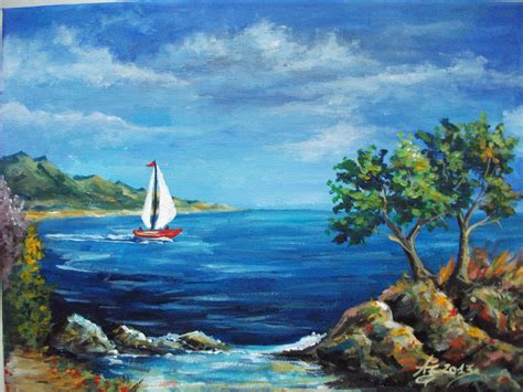 A4 Acrylic Painting Of A Lake View Image Peinture Peinture Tableau