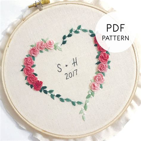 View Floral Heart Embroidery Pattern Pointiconicbox