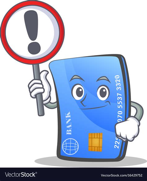 Credit Card Character Cartoon With Sign Royalty Free Vector