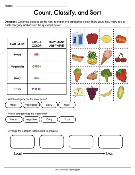 Count Classify And Sort Worksheet Have Fun Teaching Kindergarten Worksheets Printable