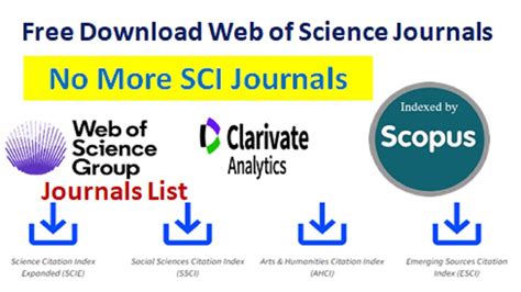 Free Download Web Of Science Journals Listno More Sci Journalsscie