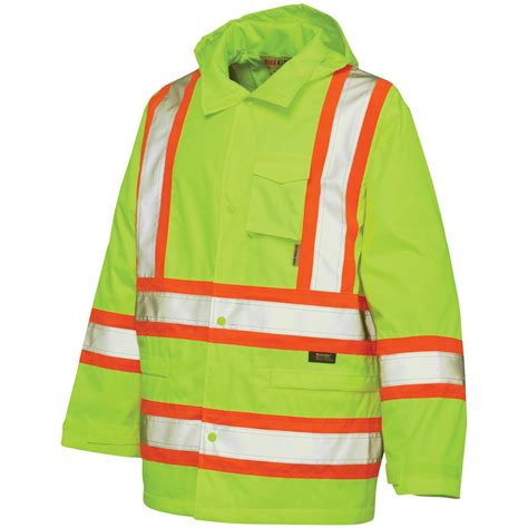 Work King Safety Hi Vis Hooded Rain Jacket 424103 Rain Jackets