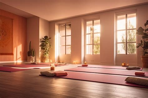 Premium AI Image Yoga Mats Are Lined Up In A Room With Candles And A