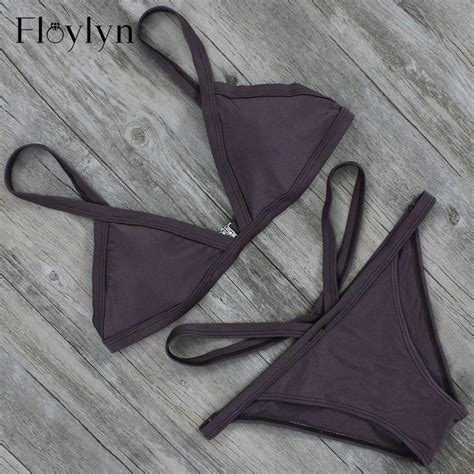 Floylyn Bikini 2017 Vintage Sexy Ruffled Bandeau Bikini Set Summer Style Swimwear Women Bathing