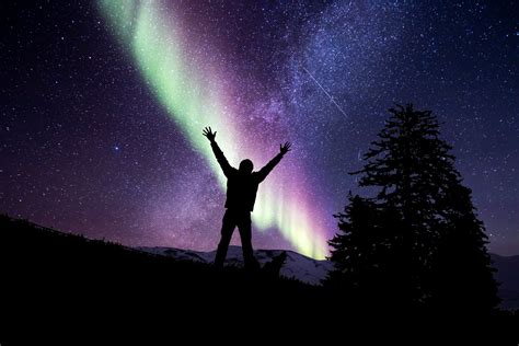 Northern Lights And Man Silhouette Free Stock Photo Public Domain Pictures