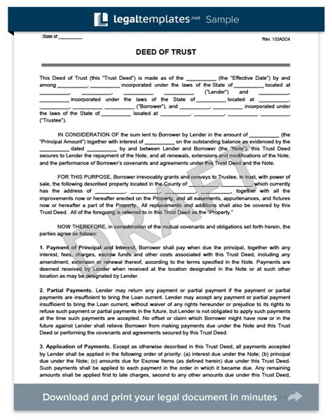 Deed Of Trust Form Create And Download A Free Deed Of Trust Form