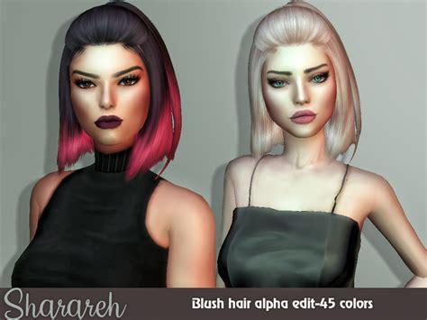 The Sims Resource Blush Hair Alpha Edit