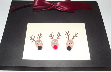 Reindeer Fingerprint Cards Vintage Birthday Wishes