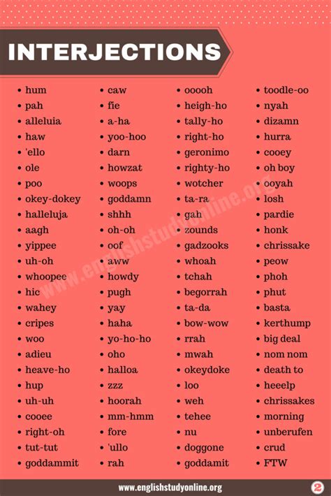 Remarkable List Of Interjection 400 Interjections In English