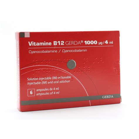 Vitamine B12 Gerda 1000µg 4ml 6 Ampoulesunivers Pharmacie