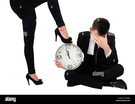 Isolated Young Business Couple Domination Stock Photo Alamy