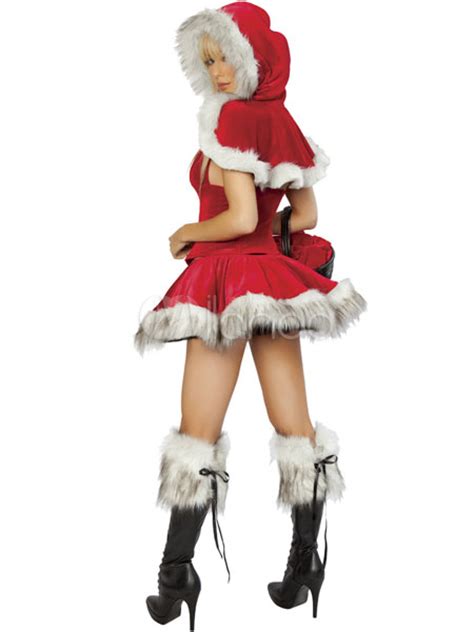 Sexy Christmas Santa Costume Womens Red Lace Up Skater Dress Halloween