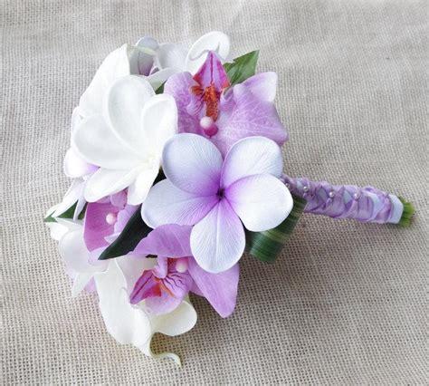 Purple Silk Flower Natural Touch Lavender Lilac Plumerias And Orchids