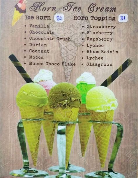 Menu at Es Krim Zangrandi desserts, Jakarta