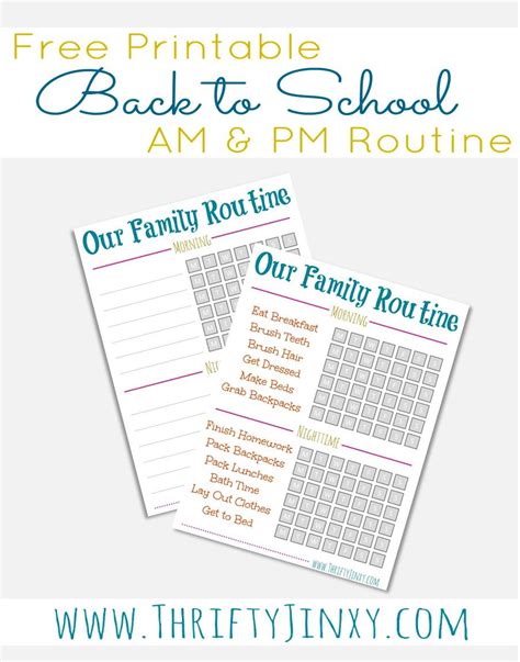 Back To School Essentials Free Daily Routine Printable