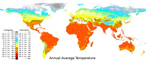 World Average Yearly Annual Temperatures