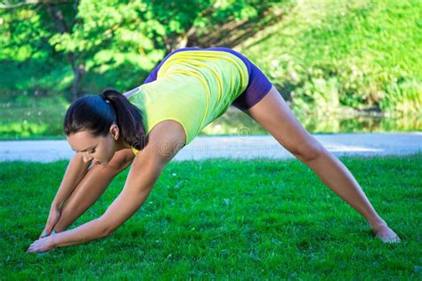 Woman Doing Stretching Exercises In Park Stock Image Image Of Fitness Happy 60066721